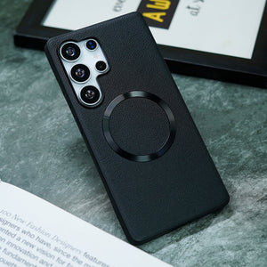 Galaxy S25 Series Stealth Shield Magnetic Leather Texture Case