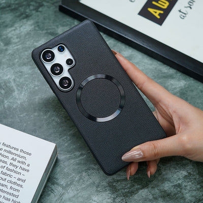 Galaxy S25 Series Stealth Shield Magnetic Leather Texture Case