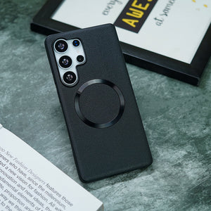 Galaxy S25 Series Stealth Shield Magnetic Leather Texture Case