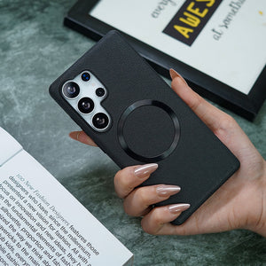 Galaxy S25 Series Stealth Shield Magnetic Leather Texture Case