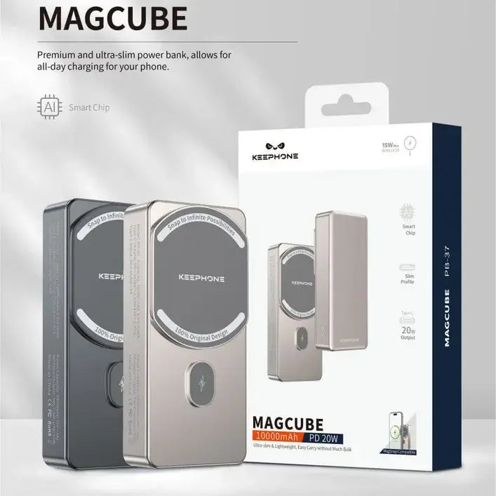 Keephone MagCube 10,000mAh Wireless Charging Bank