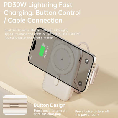 Rock Mag Grip 30W 10000 mAh Magnetic Wireless Power Bank