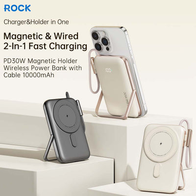 Rock Mag Grip 30W 10000 mAh Magnetic Wireless Power Bank