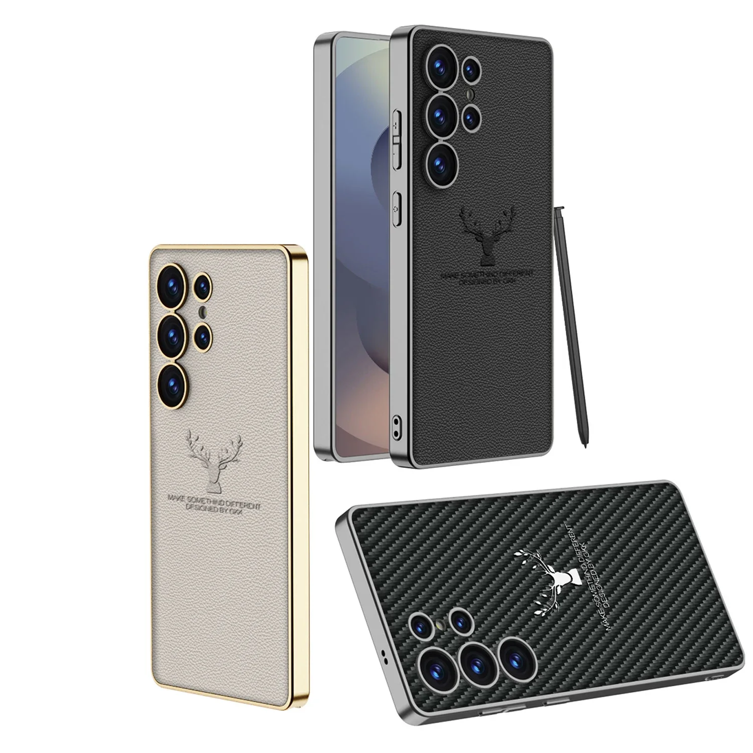 Regal Stag Deer Electroplated Leather Case - Samsung