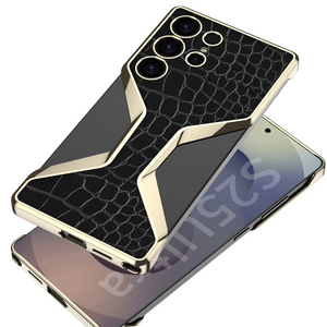 Galaxy S25 Ultra Electroplated Alligator Pattern PU Leather Case