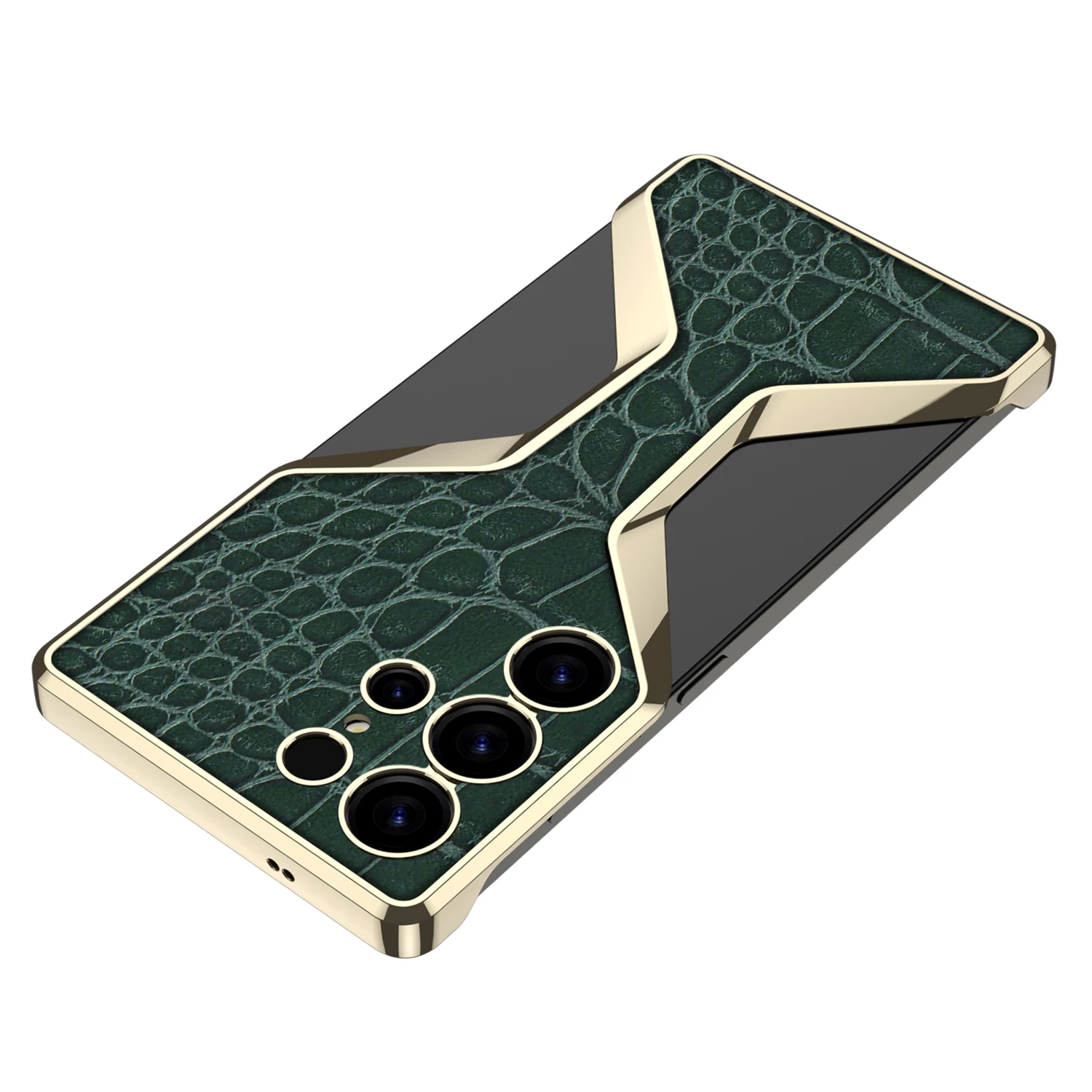 Galaxy S25 Ultra Electroplated Alligator Pattern PU Leather Case