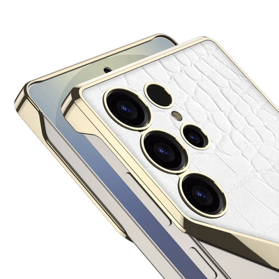 Galaxy S25 Ultra Electroplated Alligator Pattern PU Leather Case