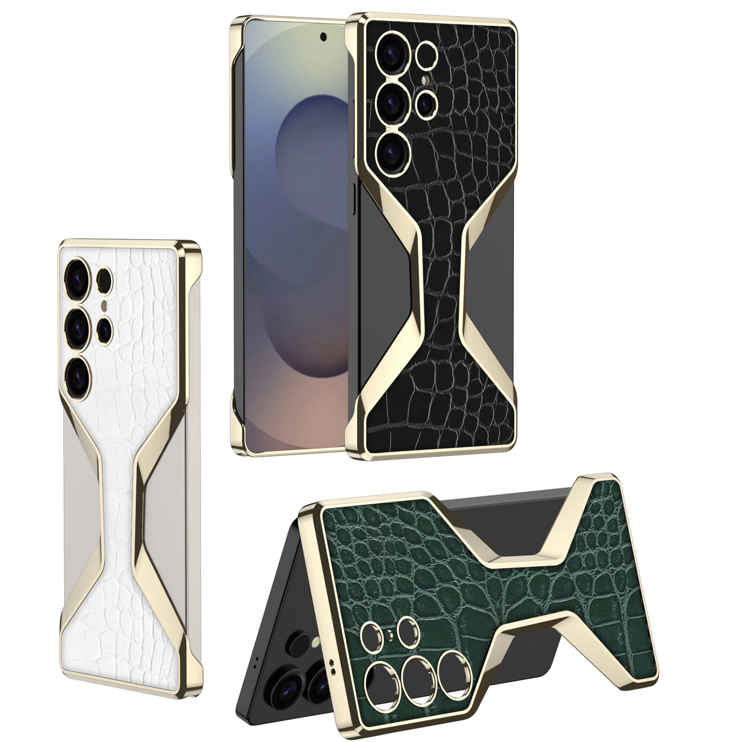 Galaxy S25 Ultra Electroplated Alligator Pattern PU Leather Case