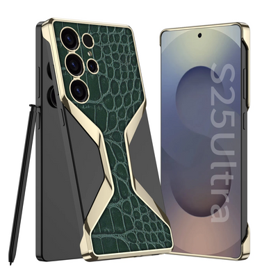 Galaxy S25 Ultra Electroplated Alligator Pattern PU Leather Case