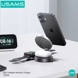 USAMS Multi-Functional Foldable MagSafe Wireless Charger