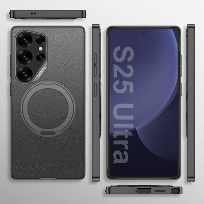 Swivel Leather Rotating Ring Bracket Case - Samsung