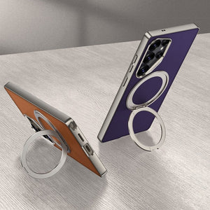 Swivel Leather Rotating Ring Bracket Case - Samsung