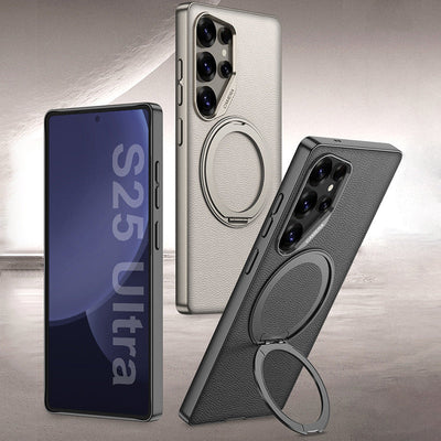 Swivel Leather Rotating Ring Bracket Case - Samsung