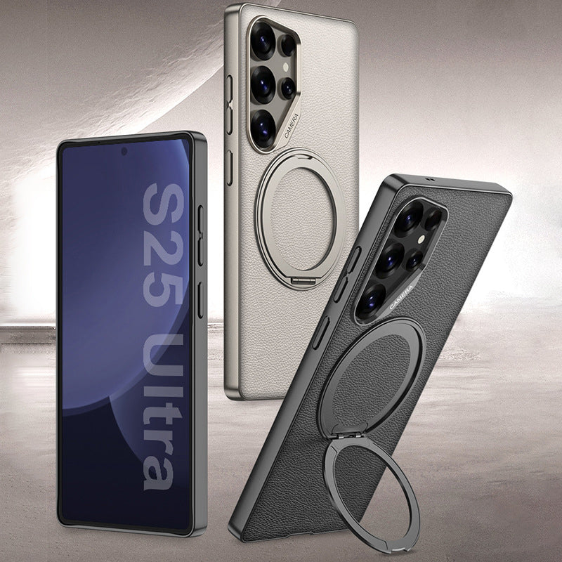 Swivel Leather Rotating Ring Bracket Case - Samsung