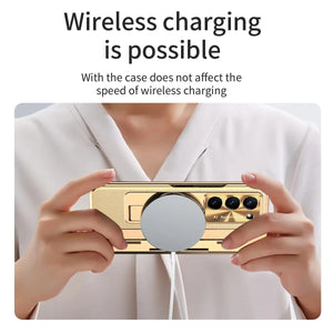 Galaxy Z Fold Series Elegant Plating Leather Stand Case