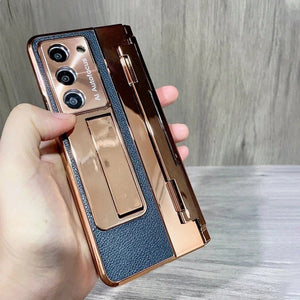 Galaxy Z Fold Series Elegant Plating Leather Stand Case