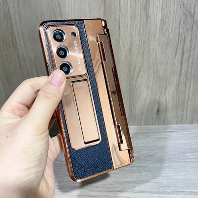 Galaxy Z Fold Series Elegant Plating Leather Stand Case