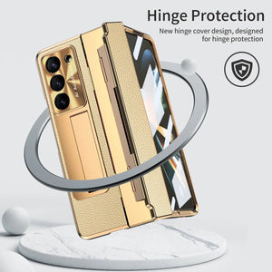 Galaxy Z Fold Series Elegant Plating Leather Stand Case