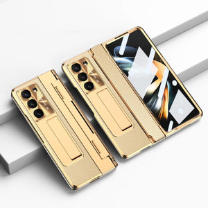 Galaxy Z Fold Series Elegant Plating Leather Stand Case