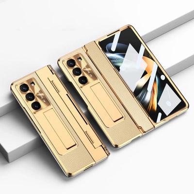 Galaxy Z Fold Series Elegant Plating Leather Stand Case