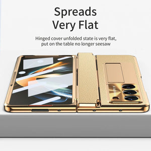 Galaxy Z Fold Series Elegant Plating Leather Stand Case