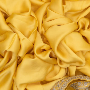 Yellow Woven Banarasi Satin Saree With Embroidery