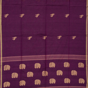 Magenta Handloom Bengal Cotton Saree With Horse Blouse
