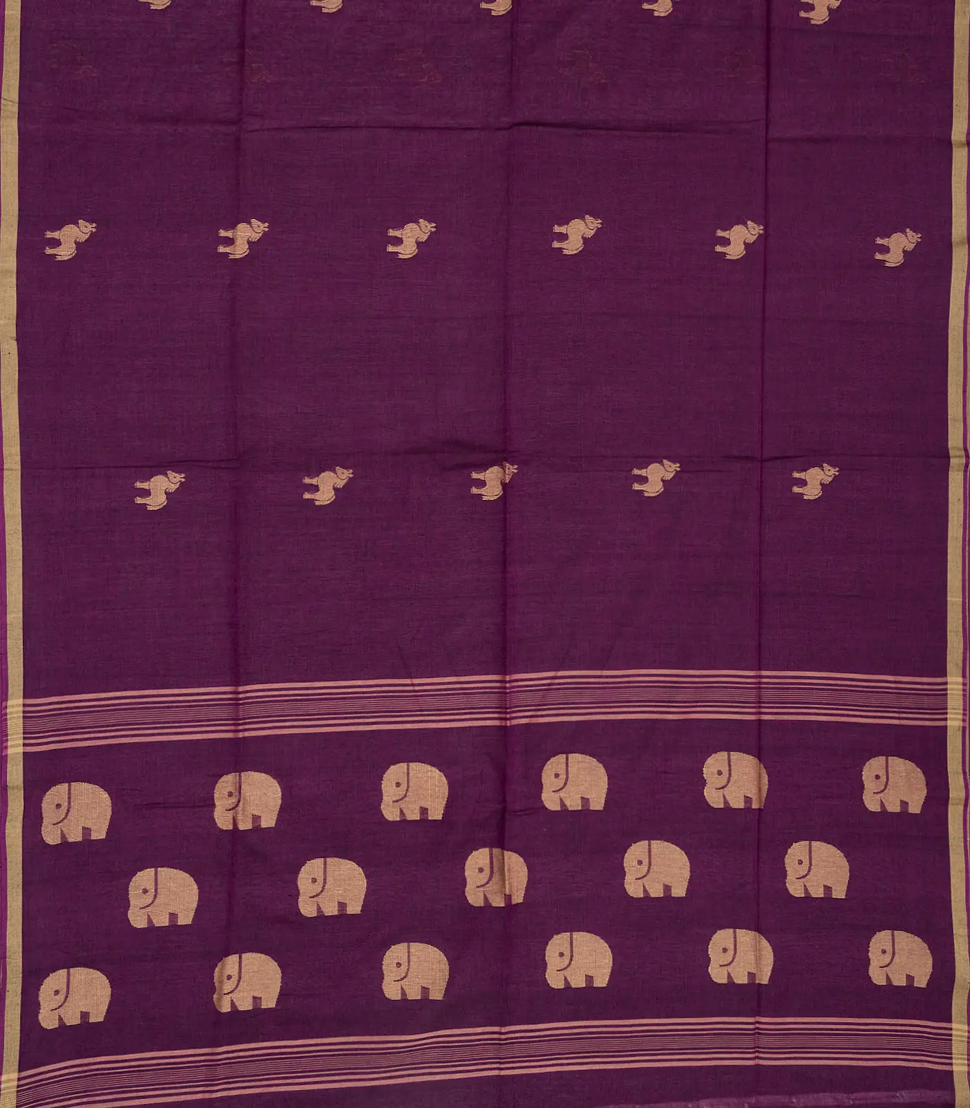 Magenta Handloom Bengal Cotton Saree With Horse Blouse