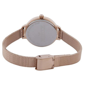 Giordano Off White Dial & Rose Gold Chain Watch for Women