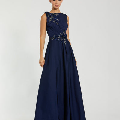 Mac Duggal 20365 A Line Long Formal Floral Applique Evening Dress