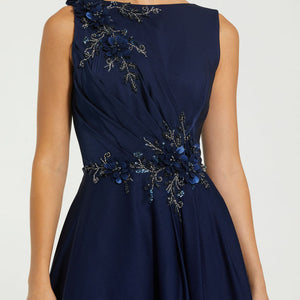 Mac Duggal 20365 A Line Long Formal Floral Applique Evening Dress