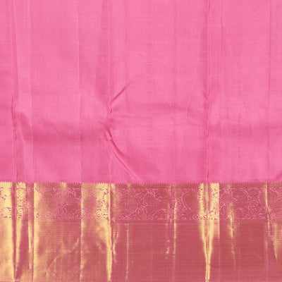 Pink floral vine design silksaree with zari buttas,  getti zari border of mayil designs & intricate pallu