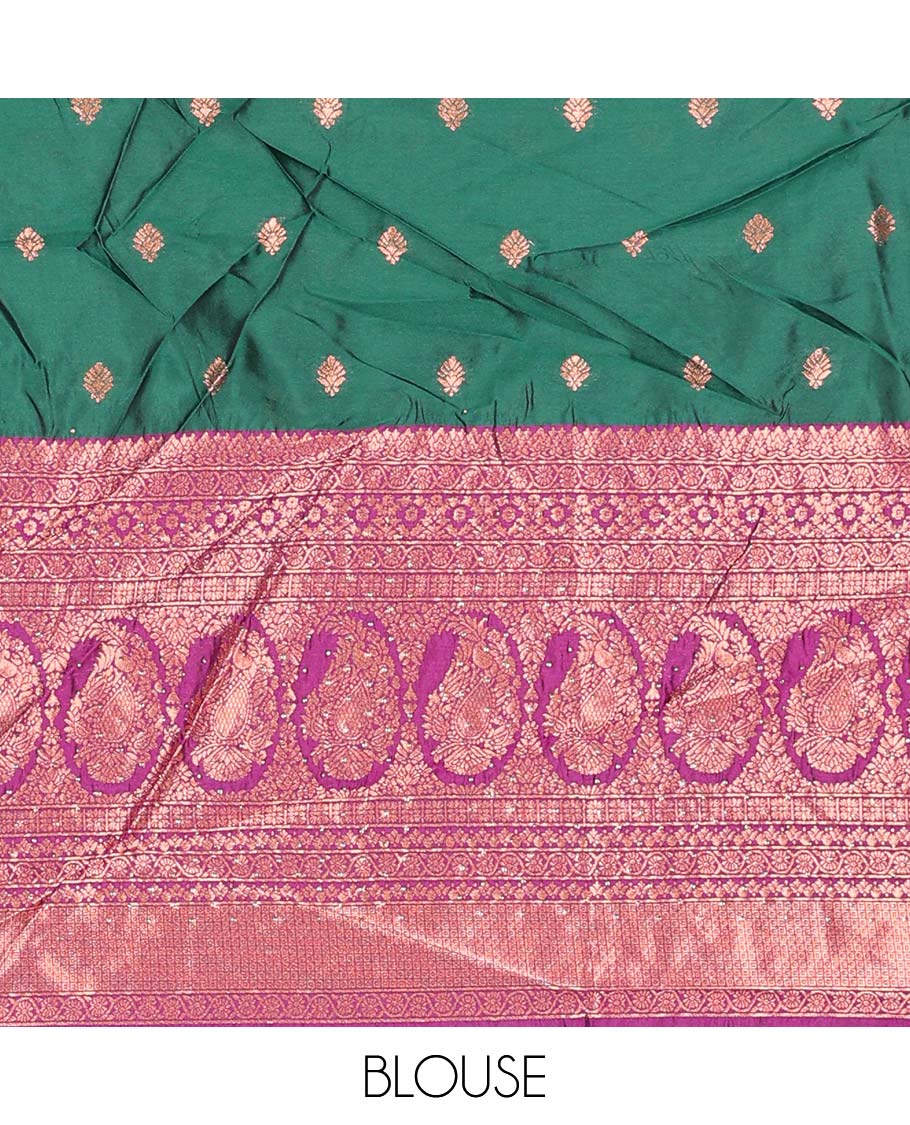 Purple zari buttas artsilk halfsaree,contrast traditional design stonework border, blouse & dhavani of jaal designs