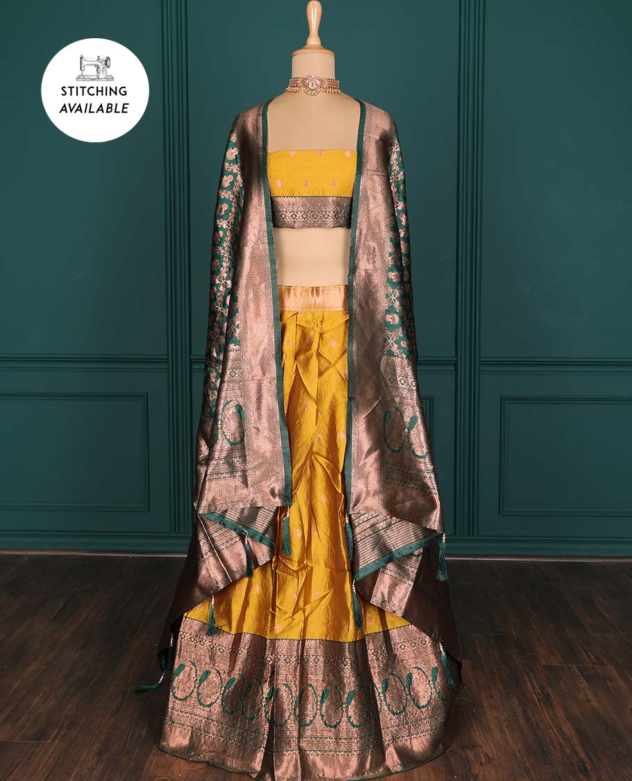 Purple zari buttas artsilk halfsaree,contrast traditional design stonework border, blouse & dhavani of jaal designs