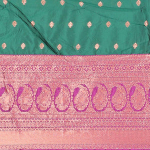 Purple zari buttas artsilk halfsaree,contrast traditional design stonework border, blouse & dhavani of jaal designs
