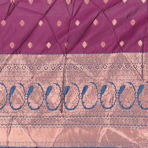 Purple zari buttas artsilk halfsaree,contrast traditional design stonework border, blouse & dhavani of jaal designs