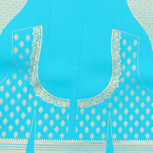 Blue paisley design Semi banaras tissue saree, border of embellished paisley motifs & intricate pallu of paisleys