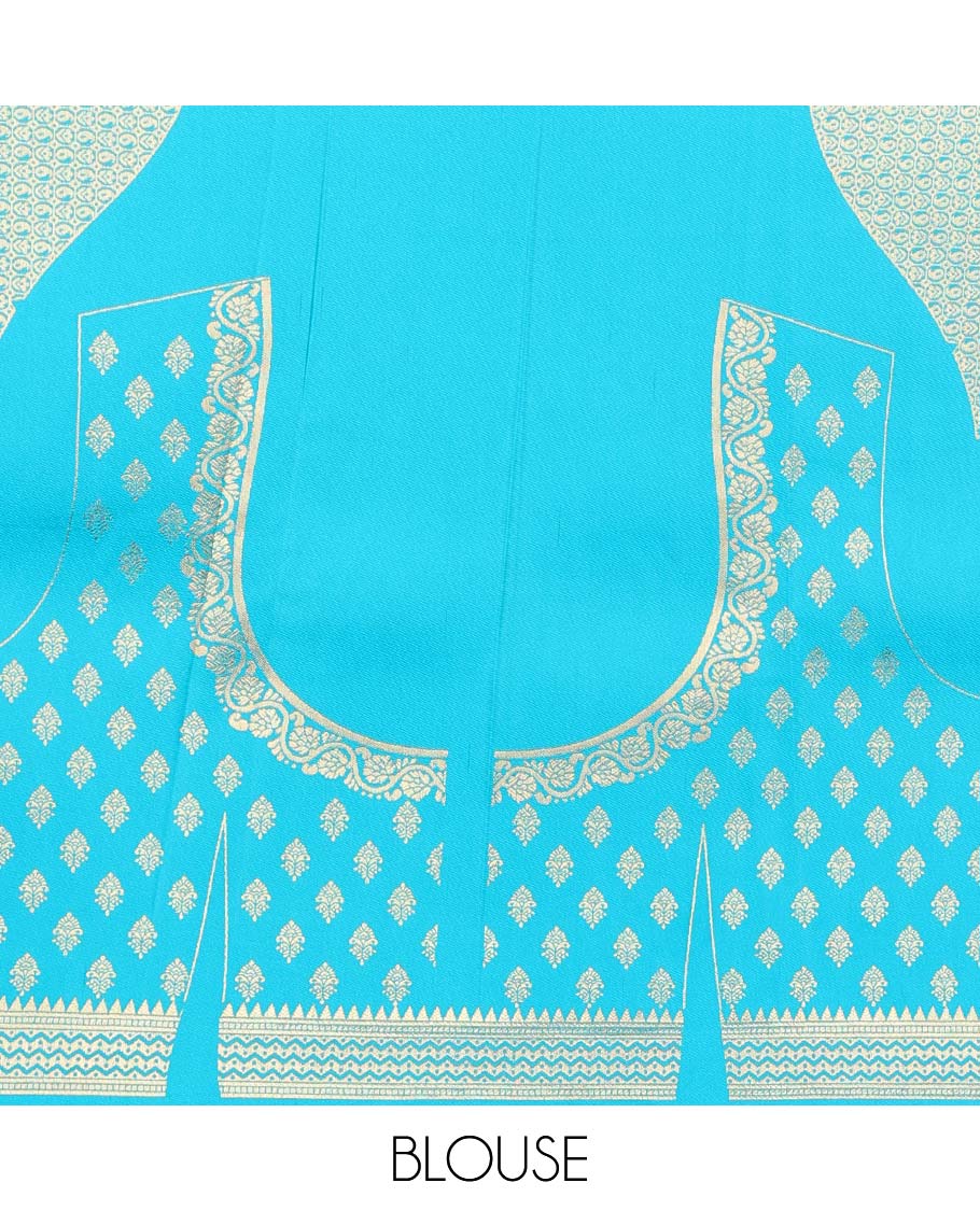 Blue paisley design Semi banaras tissue saree, border of embellished paisley motifs & intricate pallu of paisleys