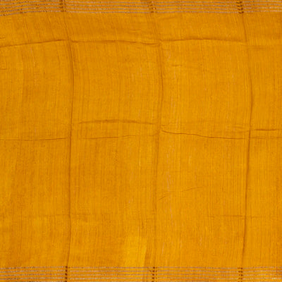 Oil Mustard Handloom Tussar Silk Saree Printed With Floral Motifs