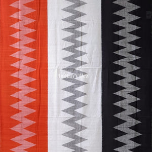 Red Black White Maniabandha Cotton Saree