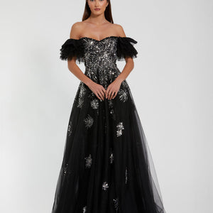 Mac Duggal 20514 Long A Line Formal Sequin Prom Dress