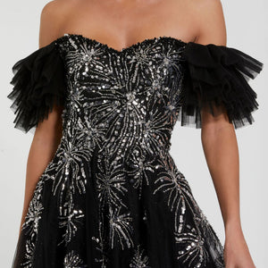 Mac Duggal 20514 Long A Line Formal Sequin Prom Dress