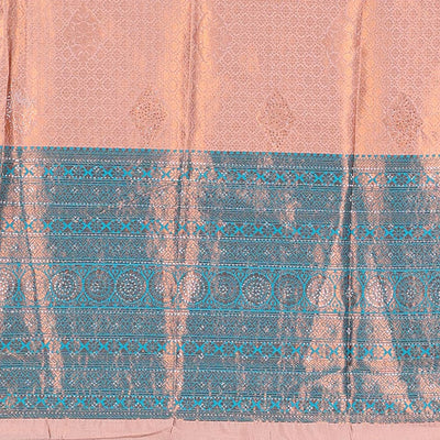 Blue jacquard artsilk half saree,contrast traditional design zari stone work border, blouse & contrast intricate dhavani