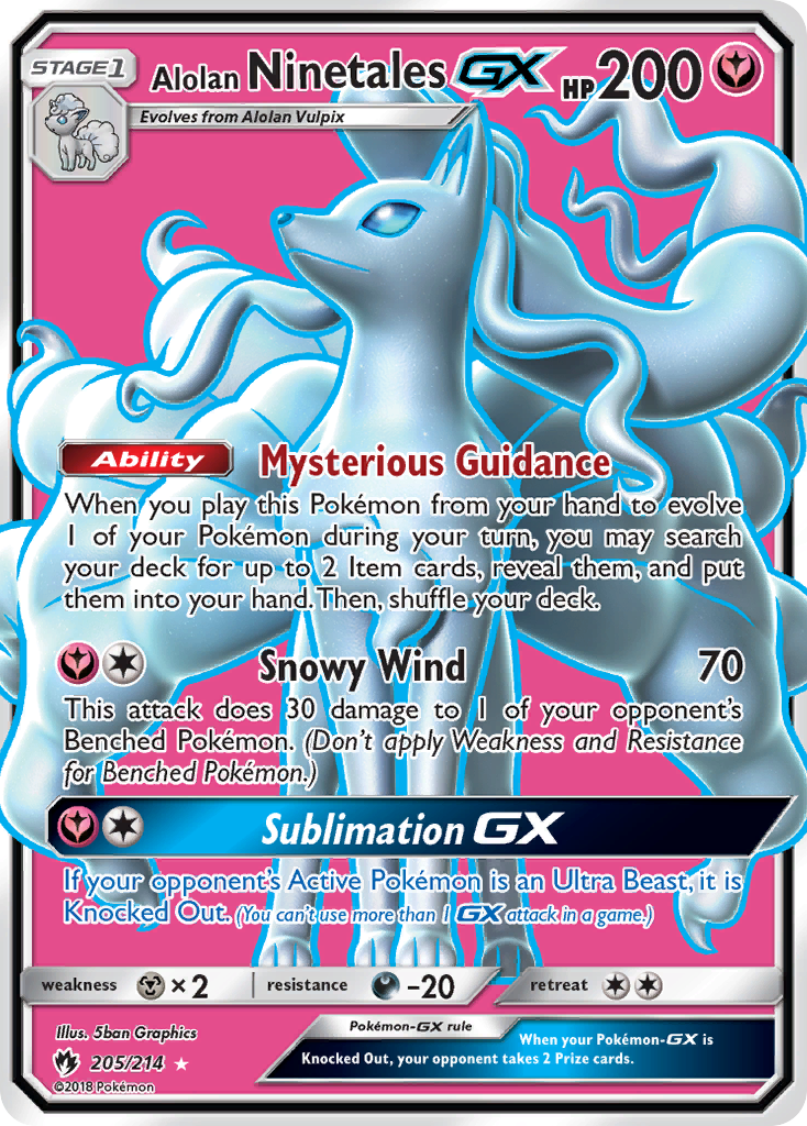 Alolan Ninetales-GX - 205/214 - Rare Ultra