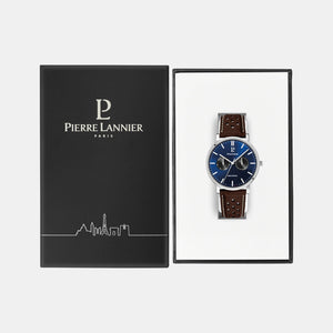 Essential Men Quartz Blue Dial Analog Leather Watch 206J164