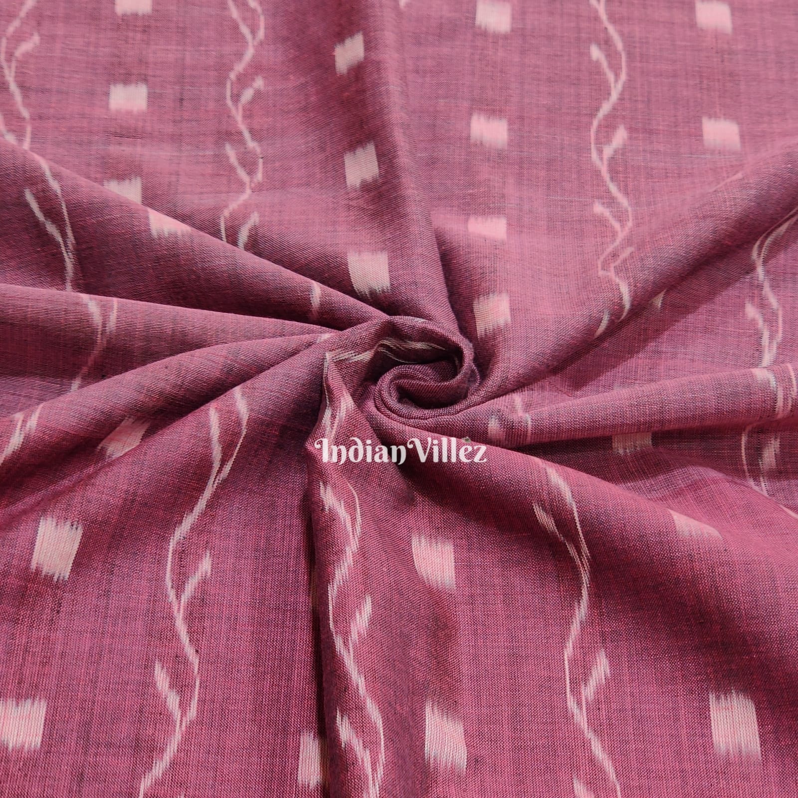 Onion Pink Tipa Design Sambalpuri Odisha Ikat Cotton Fabric