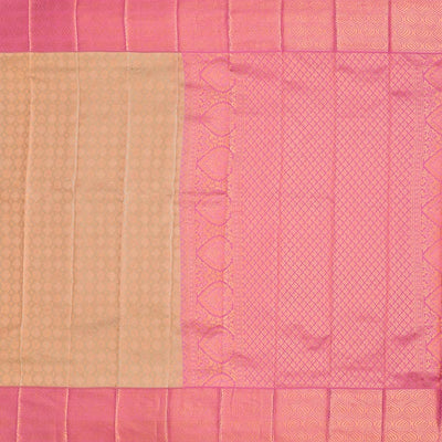 Sandal jacquard wedding silksaree, contrast ogee patterned border & pallu of jaal designs