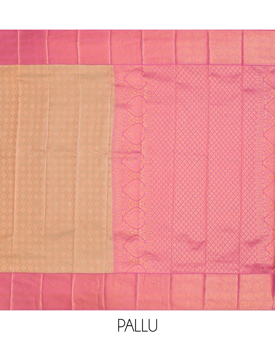 Sandal jacquard wedding silksaree, contrast ogee patterned border & pallu of jaal designs