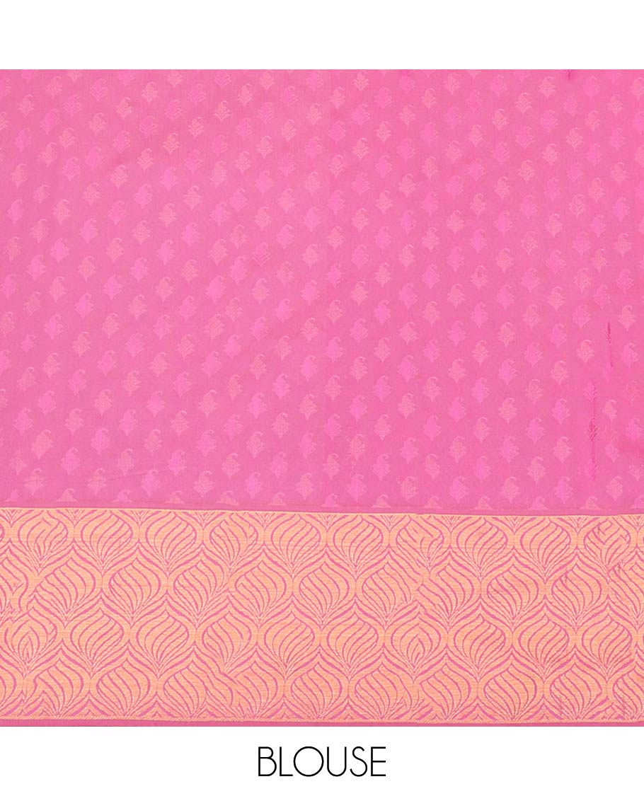 Sandal jacquard wedding silksaree, contrast ogee patterned border & pallu of jaal designs