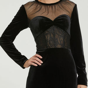 Mac Duggal 20741 Prom Fitted Long Sleeve Formal Velvet Dress